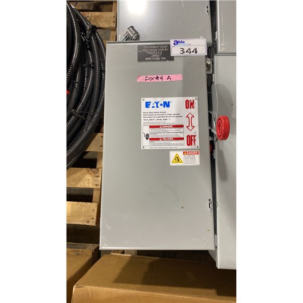 3 EATON HEAVY DUTY ELECTRIC INDUSTRIAL 100 AMP SAFETY SHUT-OFF SWITCHES