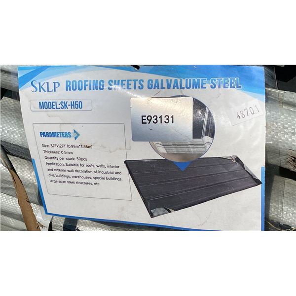 SKLP SK-H50 3' X 12' DARK GREY GALVALUME STEEL ROOFING SHEETS- 50 PCS TOTAL