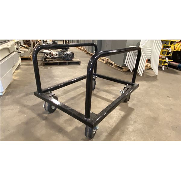 BLACK METAL 33"W X 44"L X 32"H PNEUMATIC TIRE INDUSTRIAL PANEL CART WITH REMOVABLE SIDES
