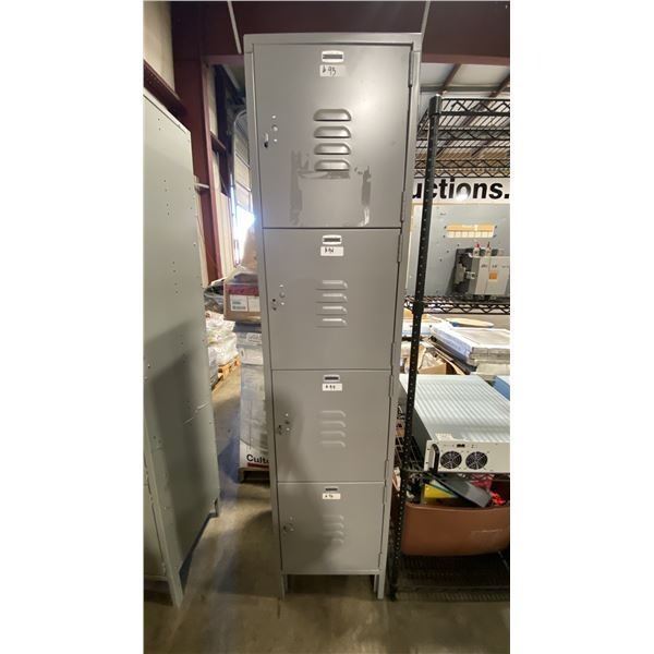 SALSBURY INDUSTRIES GREY METAL 4 DOOR COMMERCIAL STORAGE LOCKER SECTION 18"W X 18"D X 78"H