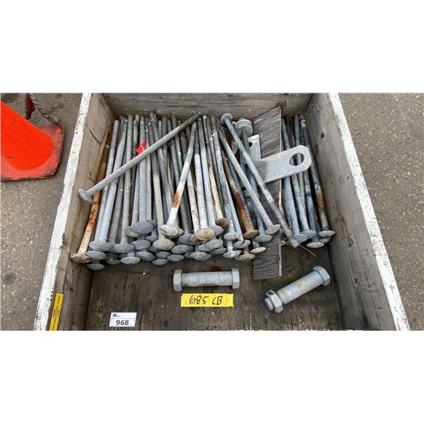 PALLET OF HEAVY DUTY GALVANIZED INDUSTRIAL CARRIAGE BOLTS & HARDWARE *MUST TAKE ALL ON PALLET*