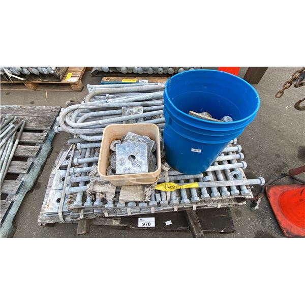 PALLET OF HEAVY DUTY GALVANIZED INDUSTRIAL BOLTS, U-BOLTS & HARDWARE *MUST TAKE ALL ON PALLET*