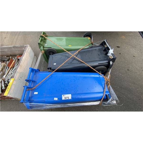 PALLET OF HEAVY DUTY MOBILE PLASTIC WASTE RECEPTICLES *MUST TAKE ALL ON PALLET*