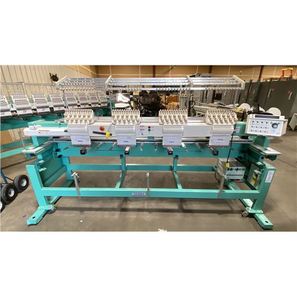 TAJIMA TMFXII-C1204, COMMERCIAL MOBILE 4 HEAD INDUSTRIAL EMBROIDERY MACHINE WITH CAP HEADS