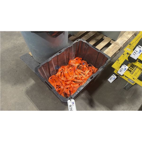 BIN OF LIGHT DUTY RATCHET TIE DOWN STRAPS *BIN NOT INCLUDED*