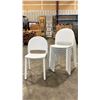 Image 1 : STACK OF 6 WHITE PLASTIC COMMERCIAL CURVED BACK OUTDOOR PATIO CAFE CHAIRS