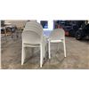 Image 3 : STACK OF 6 WHITE PLASTIC COMMERCIAL CURVED BACK OUTDOOR PATIO CAFE CHAIRS