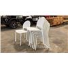 Image 2 : STACK OF 6 WHITE PLASTIC COMMERCIAL CURVED BACK OUTDOOR PATIO CAFE CHAIRS