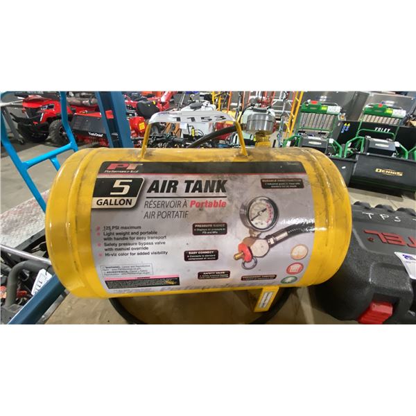 YELLOW 5 GALLON PORTABLE AIR TANK, 125PSI