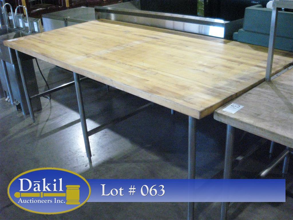 48"X96" Wood Top Bakers Table w/ Stainless Steel Frame