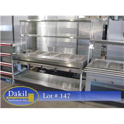 Delfield 5 Well Stainless Steel Castered Steam Table w/ Upper Shelves