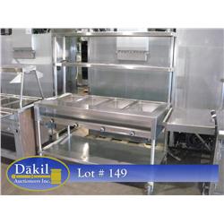 Delfield 4 Well Stainless Steel Castered Steam Table w/ Upper Shelves