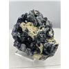 Image 3 : 5 X 7 1/2 INCH RARE PURPLE AND GREEN FLUORITE SPECIMEN ON STAND