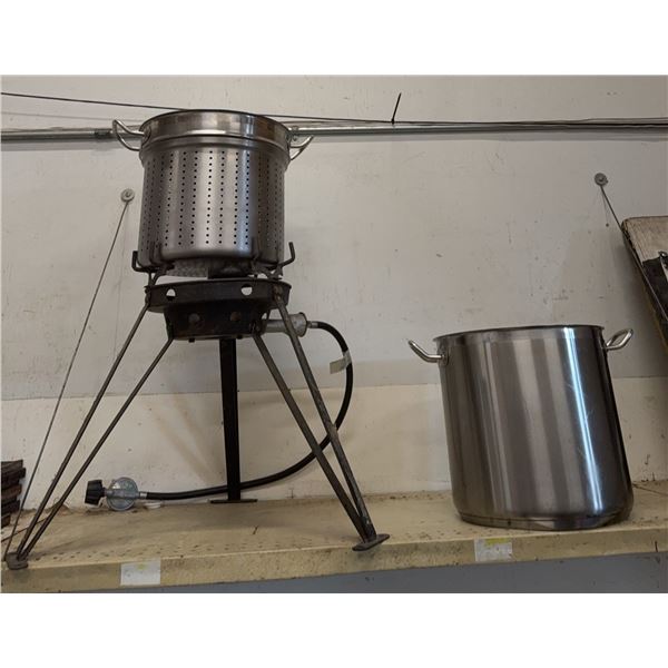 Stainless Steel Propane Boil Pot / Turkey Fryer Set With Strainer and Stand