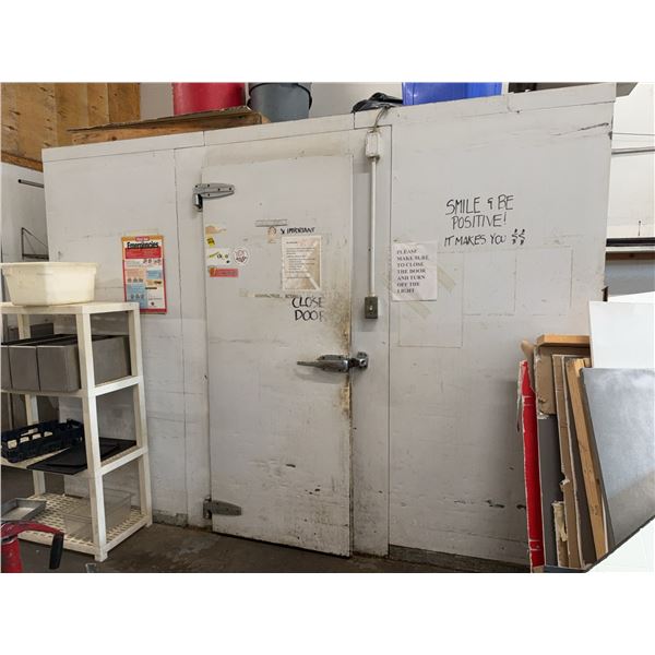 Walk-In Cooler With Interior Metal Shelving, Measurement Included