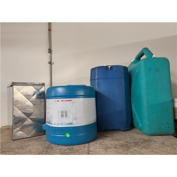 4 Storage Containers Including Reliance Water Carrier