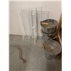 Image 1 : 3 Metal Buckets with Wooden Handles and 5 Wire Shelves