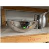 Image 2 : Stainless Steel Mixing Bowls, Pitcher, and Shakers Lot