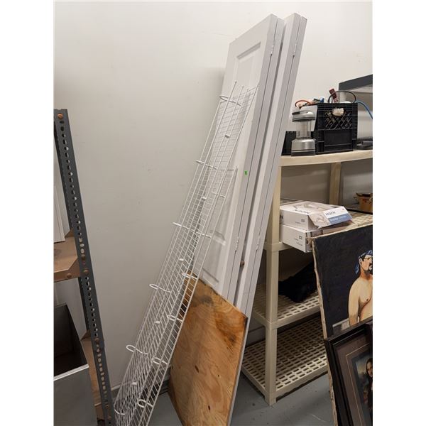 Interior Doors, Wire Shelving, and Plywood Panel