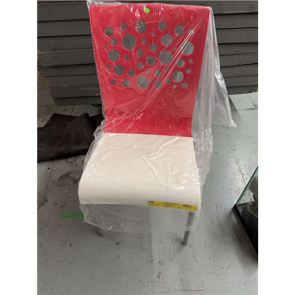 Red and White Modern Plastic Chair with Metal Legs NEW