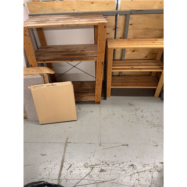 Wooden Shelving Units with Metal Supports