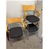 Image 3 : 4 Modern Stacking Chairs with Black Seats and Blonde Wood Backs