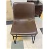 Image 1 : Brown Faux Leather Stacking Chair with Metal Frame