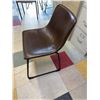 Image 2 : Brown Faux Leather Stacking Chair with Metal Frame