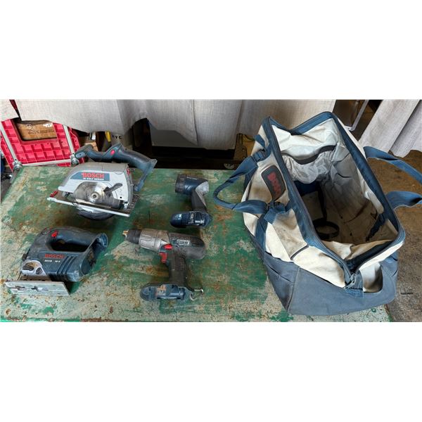 Bosch 52318 Jig Saw, 1662 Circular Saw, 13618 Hammer Drill, 3453 Light (Untested - No Battery - Func