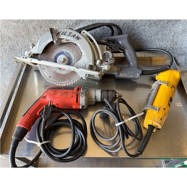 Skilsaw Circular Saw, DeWalt Right Angle Drill & Milwaukee Drill (Works)