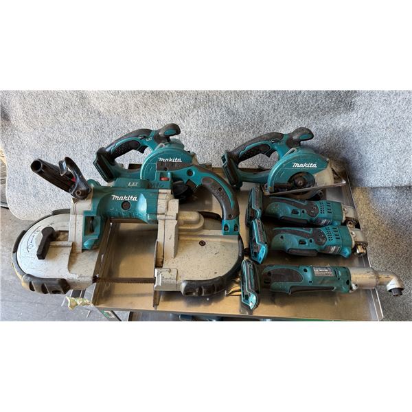 Multiple Makita Power Tools: Band Saw, Angle Impact Drills, Metal Cutting Saw, etc  (Untested - No B