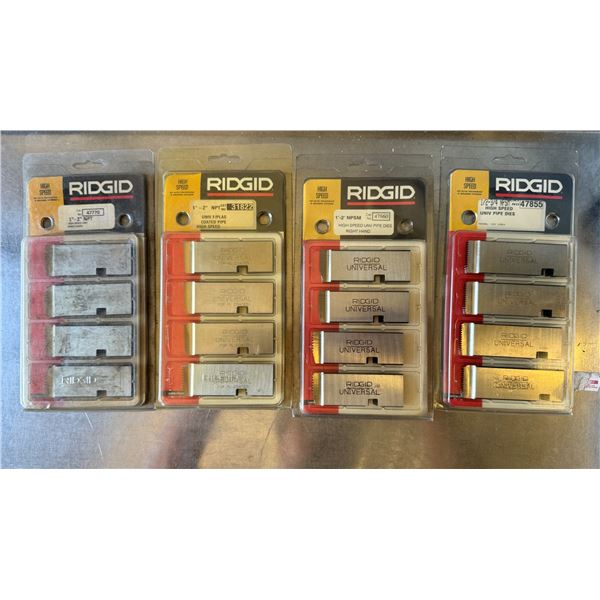 Qty 4 Packages Ridgid High Speed Pipe Dies, Misc Sizes