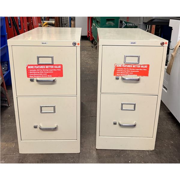 Qty 2 Hirsh 2-Drawer Filing Cabinets 15" x 26" x 28"H