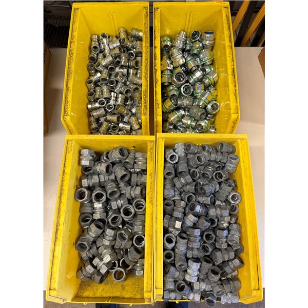 Qty 4 Bins Hardware: Couplings, Connectors, Fittings, etc  (Qty may vary)