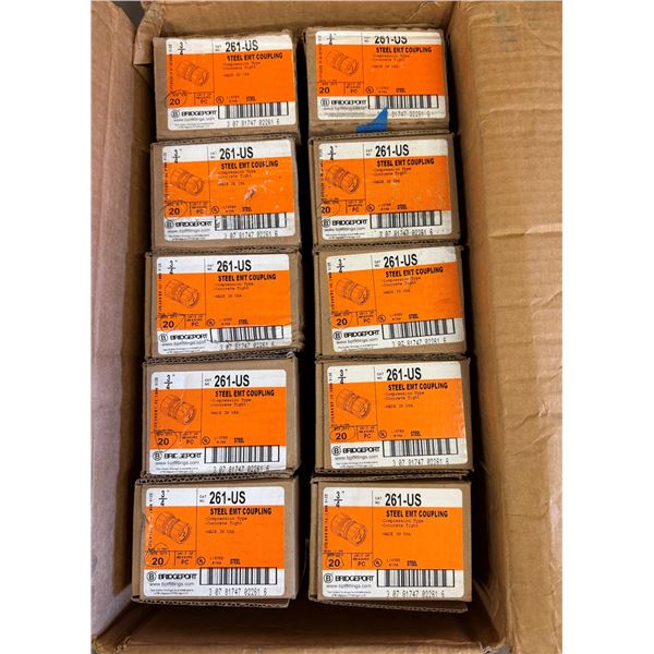 Qty 10 Boxes Bridgeport 261US Steel EMT Couplings