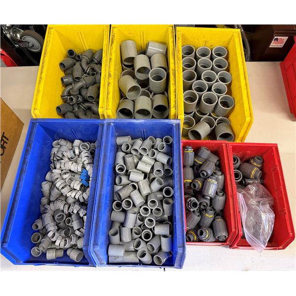 Qty 7 Bins Hardware: Couplings, Connectors, Adapters, etc  (Qty may vary)