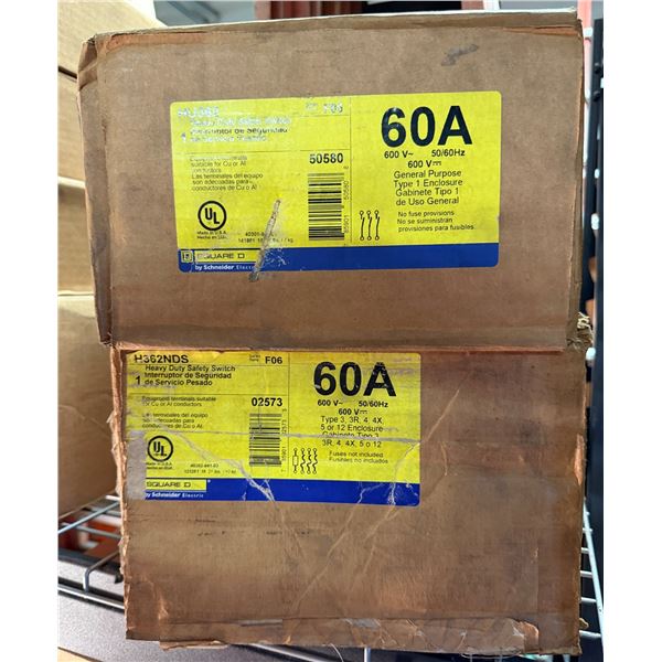 Qty 2 Boxes Square D HU362 & H362NDS Heavy Duty Safety Switches