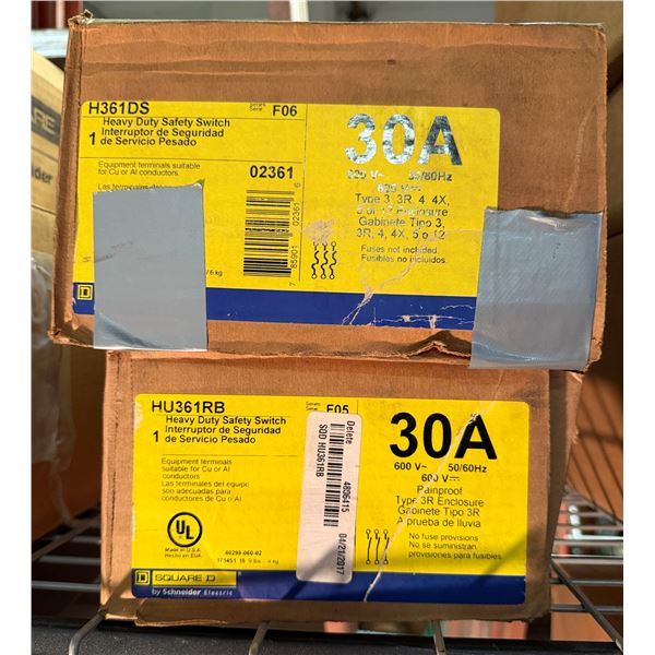 Qty 2 Boxes Square D HU361RB & H361DS Heavy Duty Safety Switches