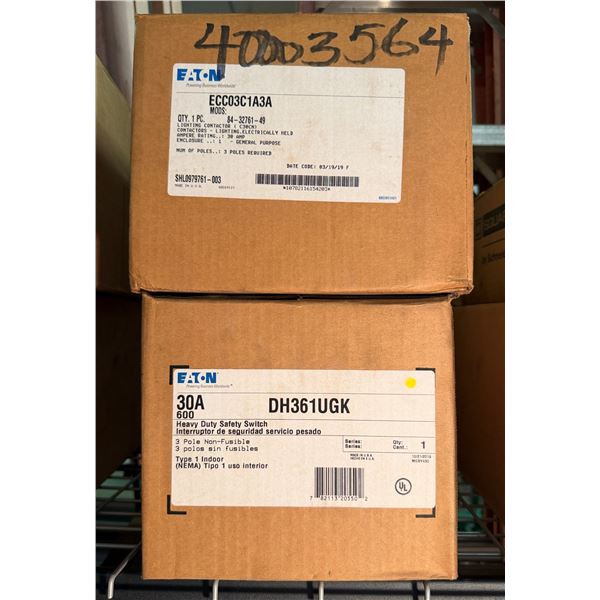 Qty 2 Boxes Eaton Heavy Duty Safety Switch & Lighting Contactor