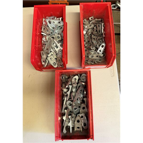 Qty 3 Bins One Hole Rigid Pipe Straps, etc Misc Sizes (Qty may vary)
