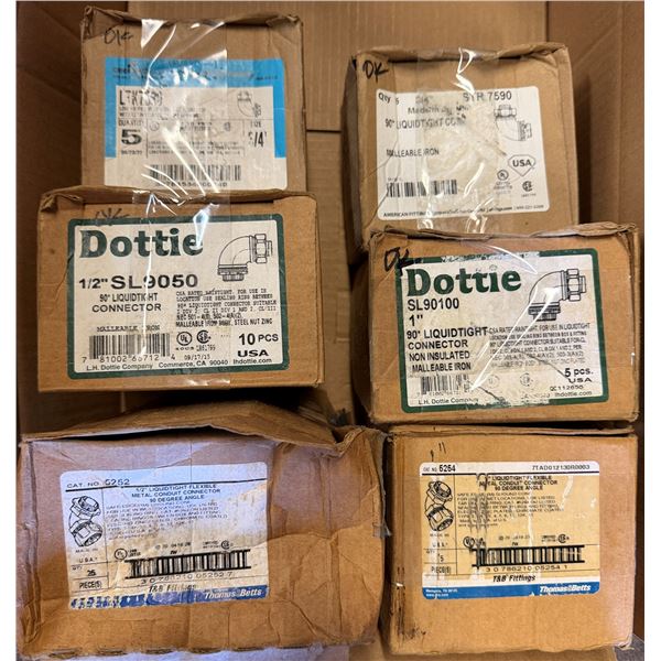 Qty 6 Boxes Dottie SL9050 & SL90100 Connectors, Cooper & Thomas & Betts Angle Connectors  (Qty may v