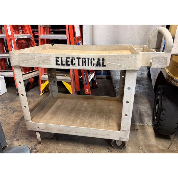 Heavy Duty Plastic 2-Tier Utility Cart 45" x 25" x 39"