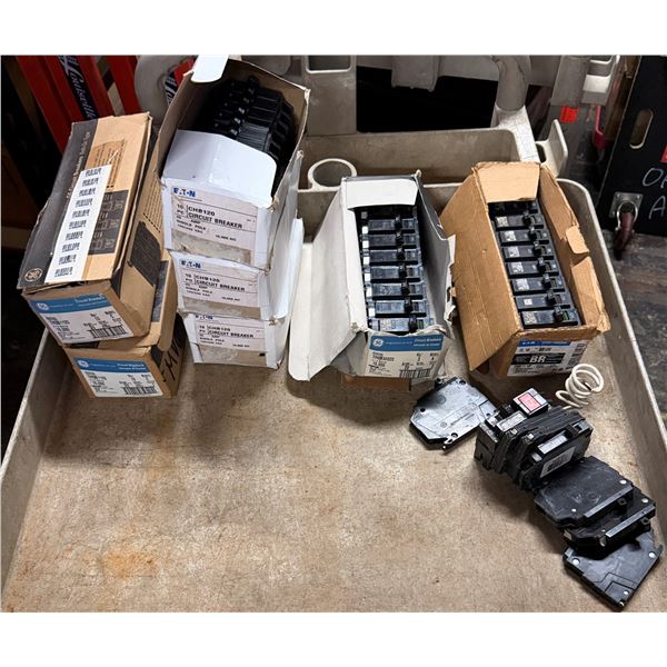Multiple Boxes GE & Eaton Circuit Breakers, etc