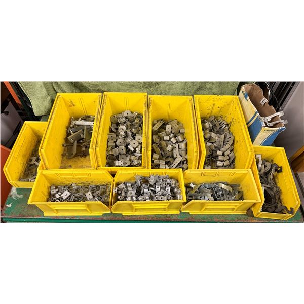 Multiple Bins Clamps, Caddy Clips, Girder Clamps, Flange Clips,  etc Misc Sizes  (Qty may vary)
