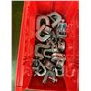 Image 13 : Multiple Bins Pipe Clamps, Iron Beam Clamps, Conduit Hangers,  etc Misc Sizes  (Qty may vary)