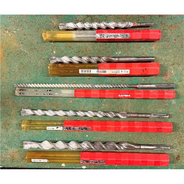 Qty 5 Hilti SDS-Max Hammer Drill Bits in Protective Tubes, Misc Sizes