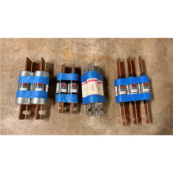 Multiple Bussmann (Fusetron Series) & Gould Shawmut Heavy-Duty Electrical Cartridge Fuses, Misc Size