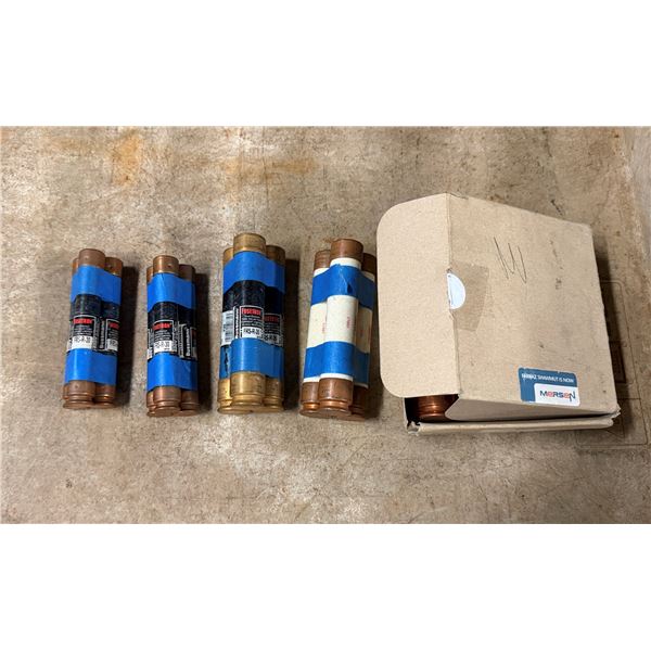 Multiple Bussmann Fusetron & Mersen Tri-onic Dual-Element Time-Delay Fuses, Misc Sizes