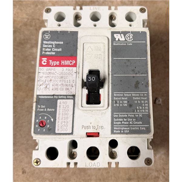 Westinghouse HMCP030H1C Series C Type HMCP Motor Circuit Protector