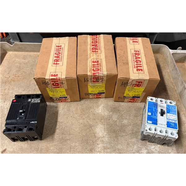 Qty 3 Boxes Square D FAL34015 & FAL34080 Circuit Breakers w/ GE & Siemens Breakers, Misc Sizes